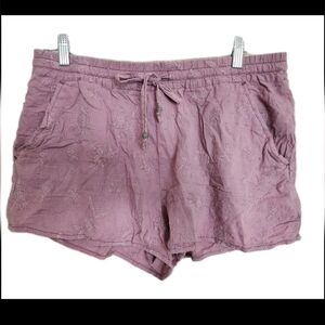Anthropologie Hei Hei Purple Floral Embroidered Shorts Size Medium